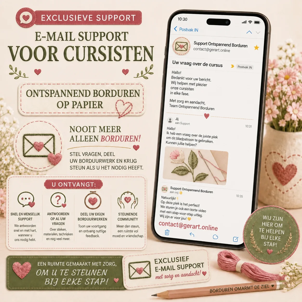 Exclusieve e-mailsupport voor cursisten